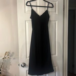Black Satin MIDI Dress Aritzia